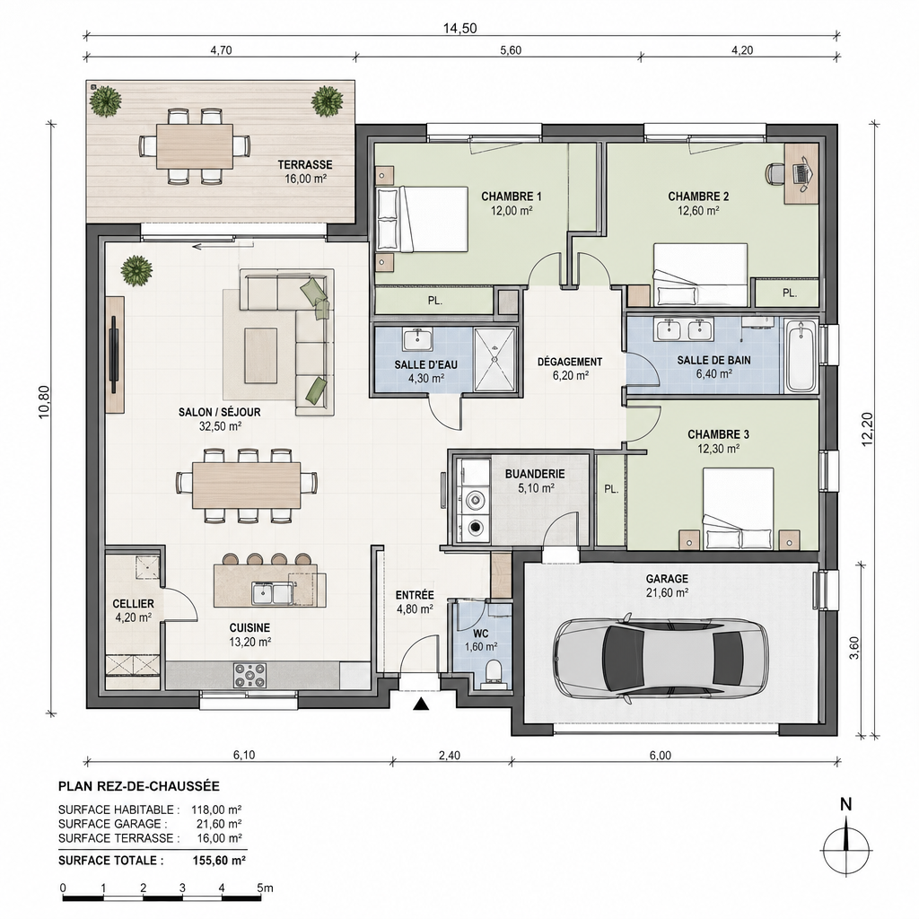 Plan 2D d'une maison rénovée par Concept-Home 16